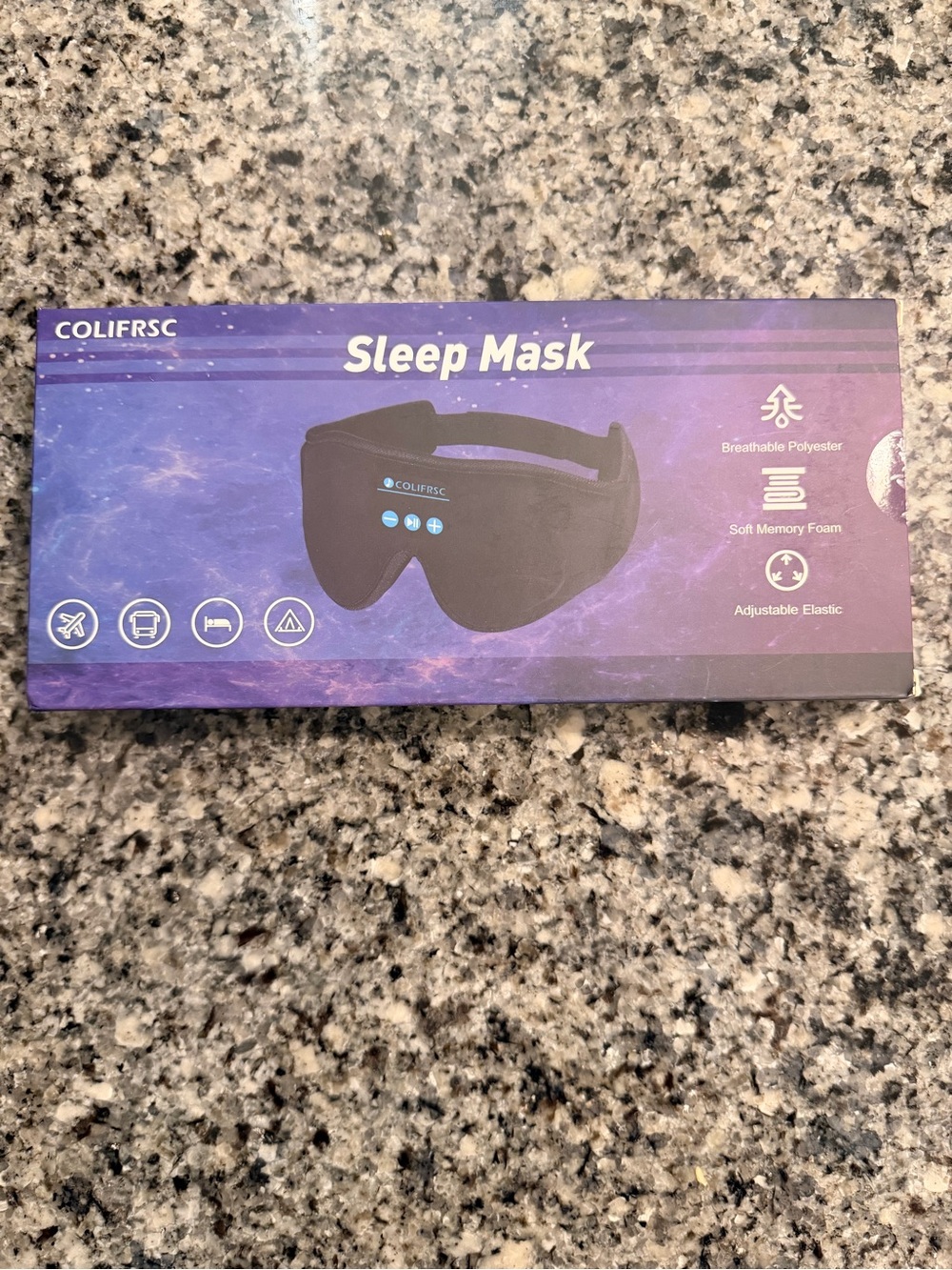 Black Sleep Mask with Memory Foam - Adjustable Eye Mask